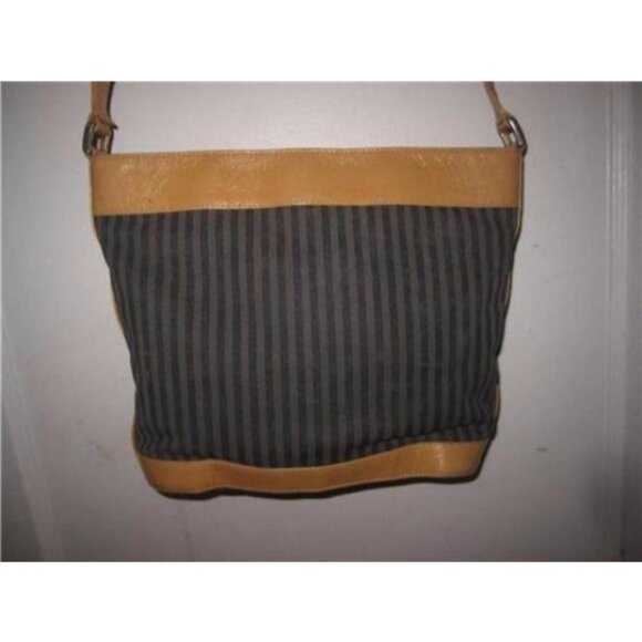 Fendi Vintage Purse Black Grey Camel Coated Canvas And Leather - Picture 4 of 5